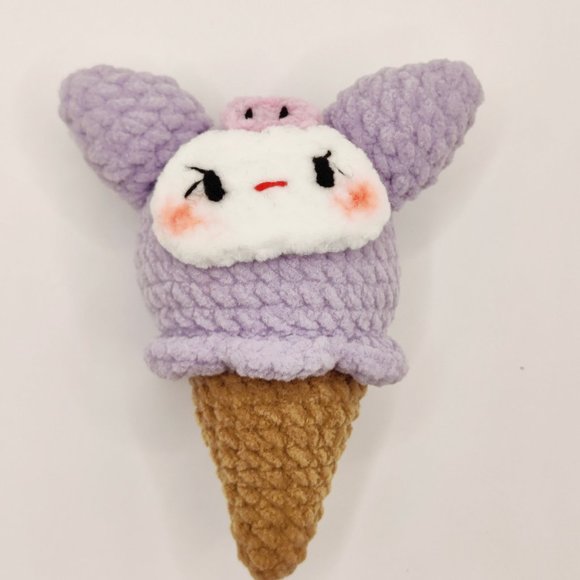 Handmade Amigurumi Crochet Sanrio Kuromi Ice Cream Cone - Picture 9 of 9